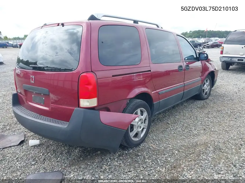 2005 Saturn Relay Fwd VIN: 5GZDV03L75D210103 Lot: 45210393