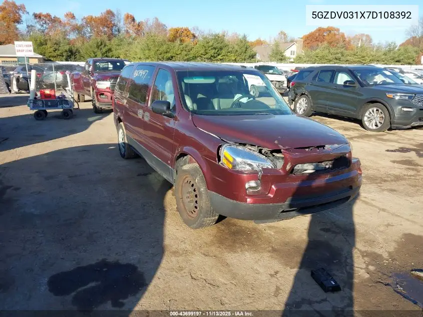 2007 Saturn Relay 2 VIN: 5GZDV031X7D108392 Lot: 43699197