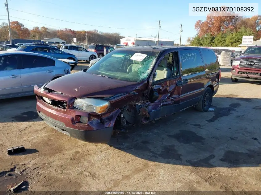 2007 Saturn Relay 2 VIN: 5GZDV031X7D108392 Lot: 43699197