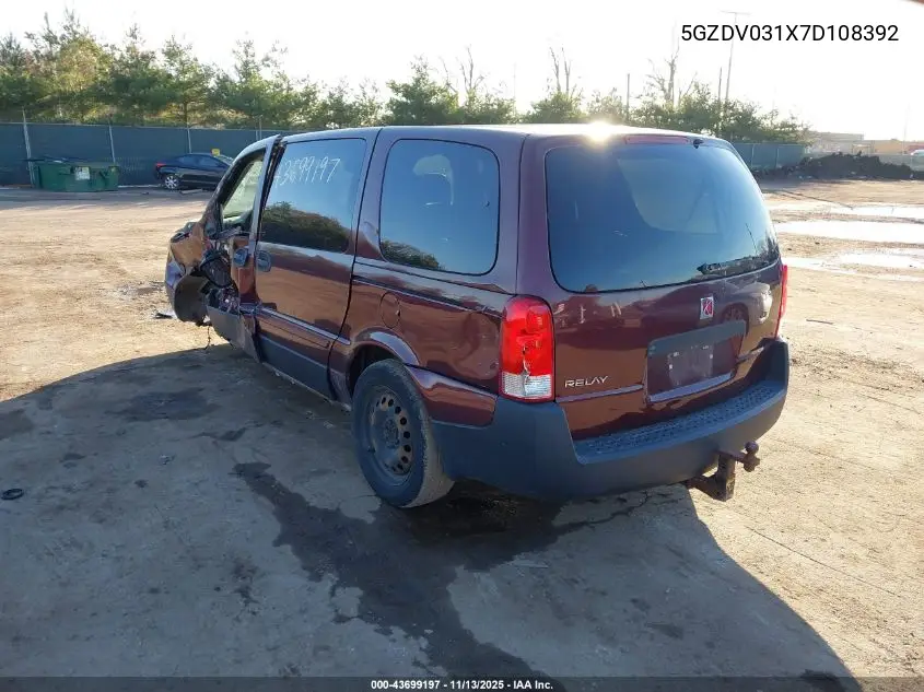 2007 Saturn Relay 2 VIN: 5GZDV031X7D108392 Lot: 43699197