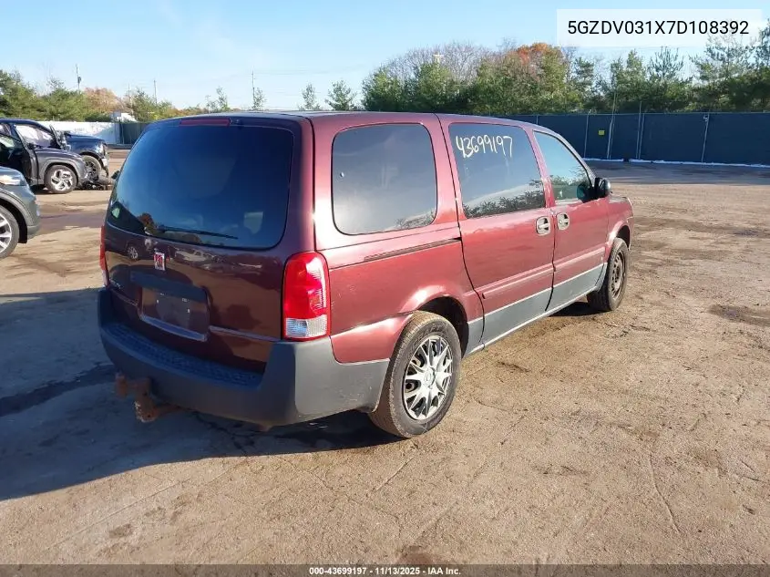 2007 Saturn Relay 2 VIN: 5GZDV031X7D108392 Lot: 43699197