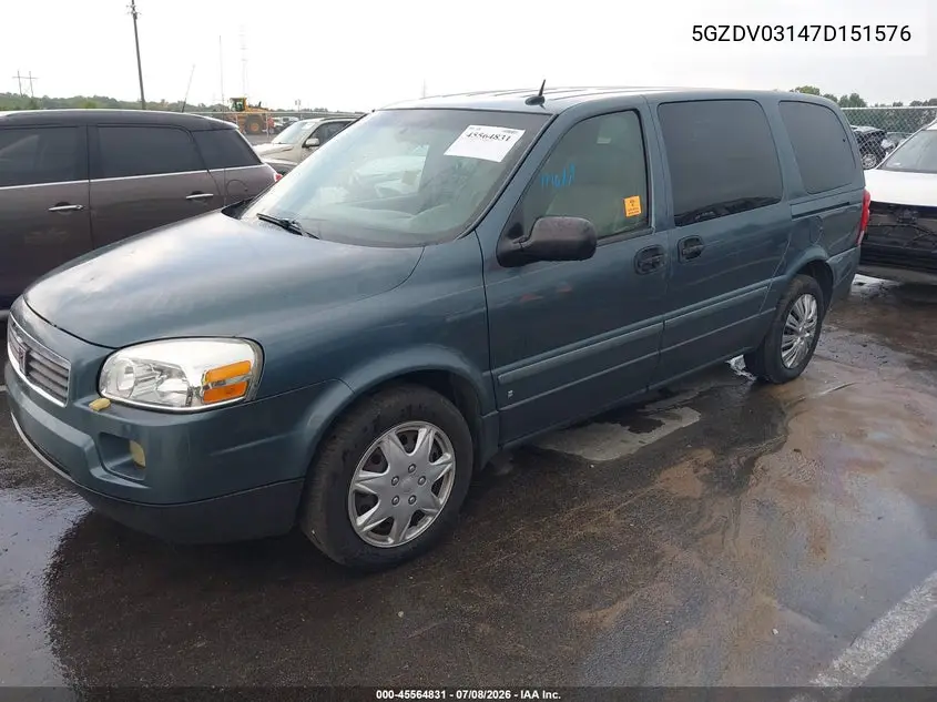 2007 Saturn Relay 2 VIN: 5GZDV03147D151576 Lot: 45564831