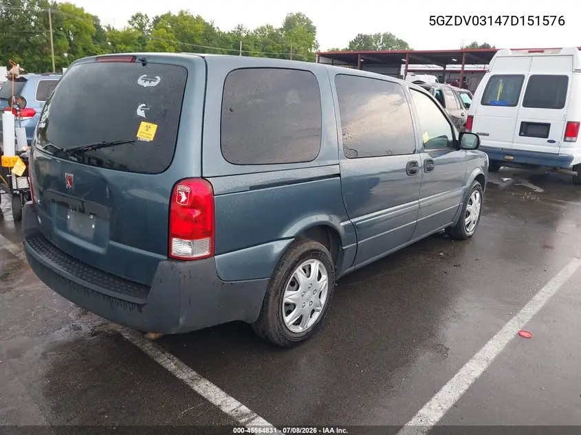 2007 Saturn Relay 2 VIN: 5GZDV03147D151576 Lot: 45564831