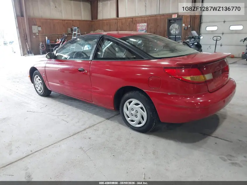 1998 Saturn Sc1 VIN: 1G8ZF1287WZ136770 Lot: 45670936