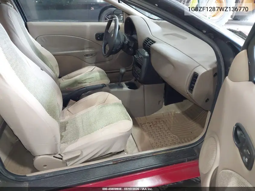 1998 Saturn Sc1 VIN: 1G8ZF1287WZ136770 Lot: 45670936