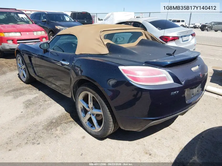 2007 Saturn Sky VIN: 1G8MB35B17Y140412 Lot: 45112206