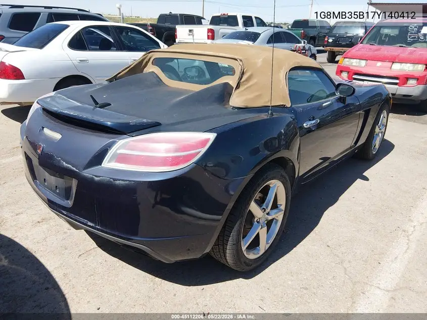 2007 Saturn Sky VIN: 1G8MB35B17Y140412 Lot: 45112206