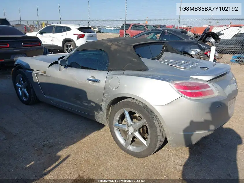 2007 Saturn Sky VIN: 1G8MB35BX7Y102192 Lot: 45528474