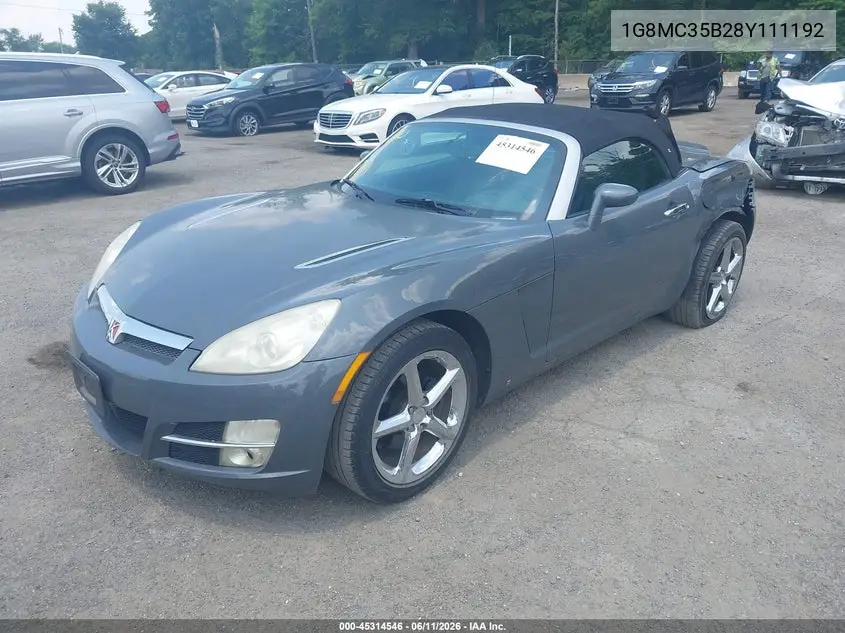 2008 Saturn Sky VIN: 1G8MC35B28Y111192 Lot: 45314546
