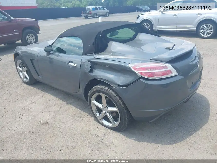 2008 Saturn Sky VIN: 1G8MC35B28Y111192 Lot: 45314546
