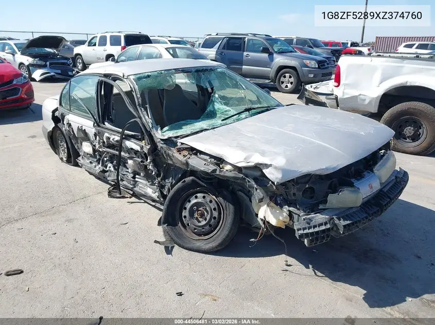 1999 Saturn Sl VIN: 1G8ZF5289XZ374760 Lot: 44506481