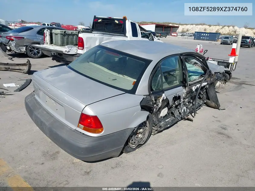 1999 Saturn Sl VIN: 1G8ZF5289XZ374760 Lot: 44506481