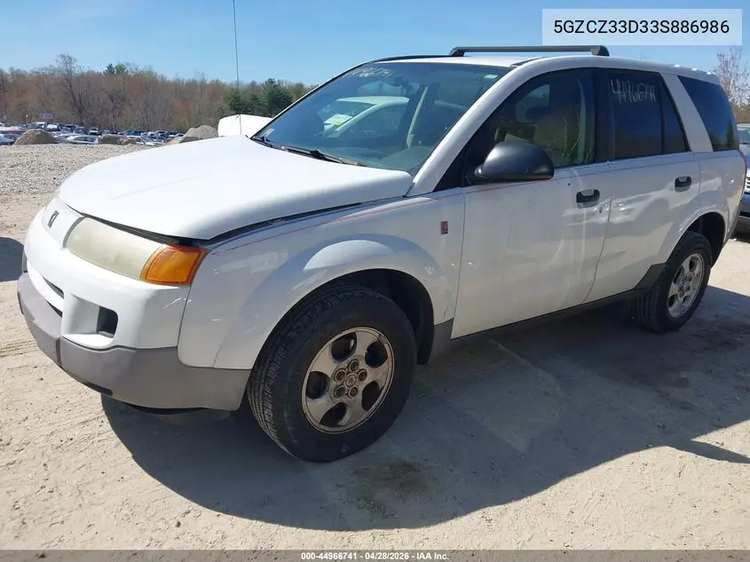 2003 Saturn Vue 4 Cyl VIN: 5GZCZ33D33S886986 Lot: 44966741