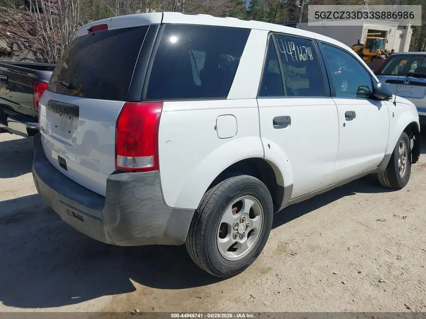 2003 Saturn Vue 4 Cyl VIN: 5GZCZ33D33S886986 Lot: 44966741