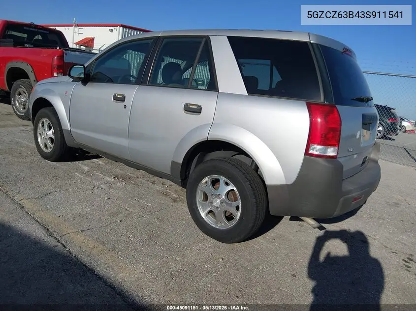 2003 Saturn Vue V6 VIN: 5GZCZ63B43S911541 Lot: 45091151