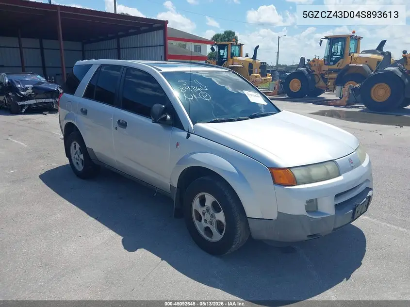 2004 Saturn Vue 4 Cyl VIN: 5GZCZ43D04S893613 Lot: 45092645