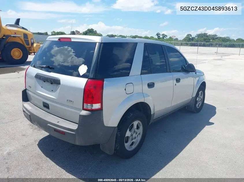 2004 Saturn Vue 4 Cyl VIN: 5GZCZ43D04S893613 Lot: 45092645