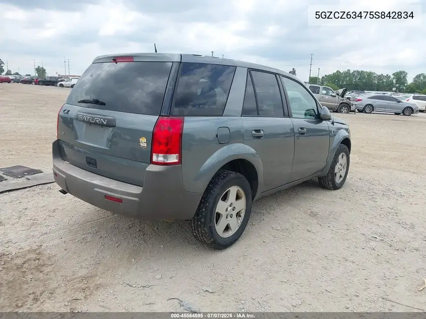 2005 Saturn Vue V6 VIN: 5GZCZ63475S842834 Lot: 45564595