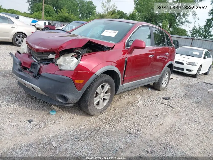 2008 Saturn Vue 4-Cyl Xe VIN: 3GSCL33P18S692552 Lot: 45313750