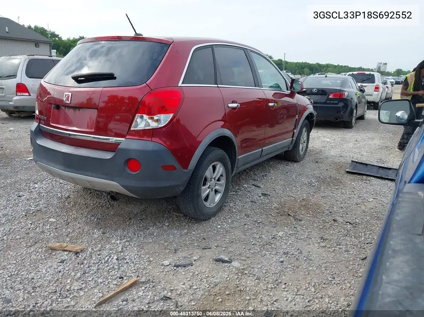 2008 Saturn Vue 4-Cyl Xe VIN: 3GSCL33P18S692552 Lot: 45313750