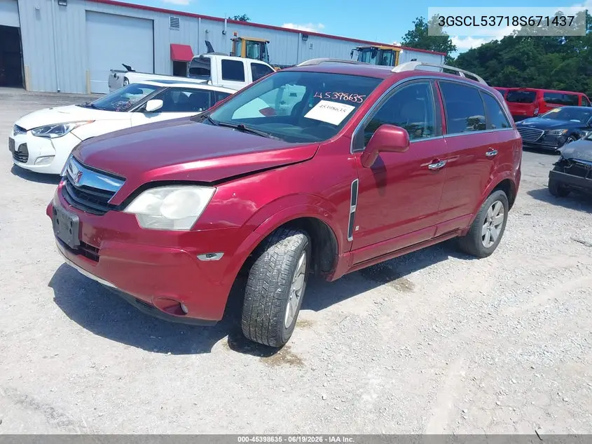 2008 Saturn Vue V6 Xr VIN: 3GSCL53718S671437 Lot: 45398635