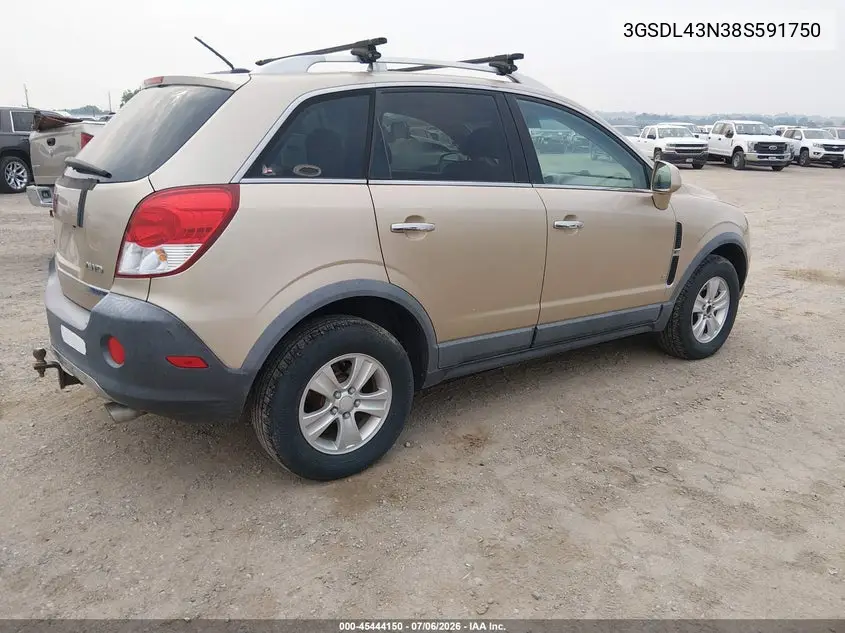 2008 Saturn Vue V6 Xe VIN: 3GSDL43N38S591750 Lot: 45444150