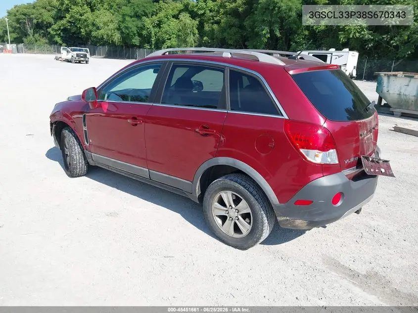 2008 Saturn Vue 4-Cyl Xe VIN: 3GSCL33P38S670343 Lot: 45451661