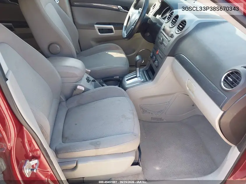2008 Saturn Vue 4-Cyl Xe VIN: 3GSCL33P38S670343 Lot: 45451661