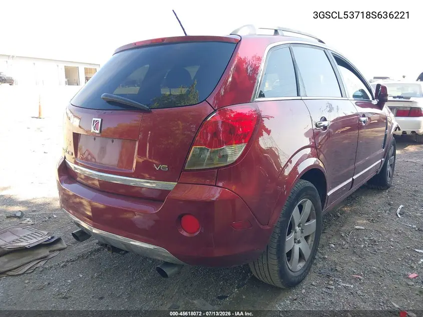 2008 Saturn Vue V6 Xr VIN: 3GSCL53718S636221 Lot: 45618072