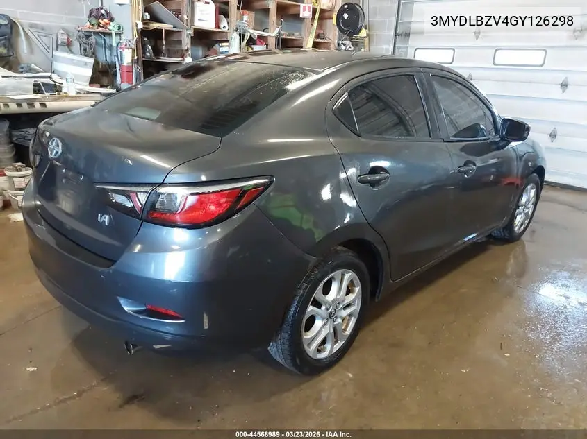 2016 Scion Ia VIN: 3MYDLBZV4GY126298 Lot: 44568989