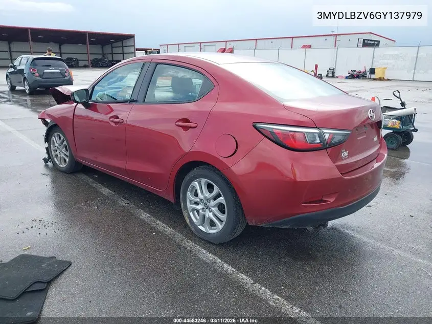 2016 Scion Ia VIN: 3MYDLBZV6GY137979 Lot: 44583246