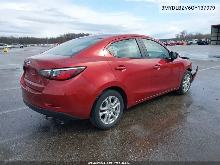 2016 Scion Ia VIN: 3MYDLBZV6GY137979 Lot: 44583246