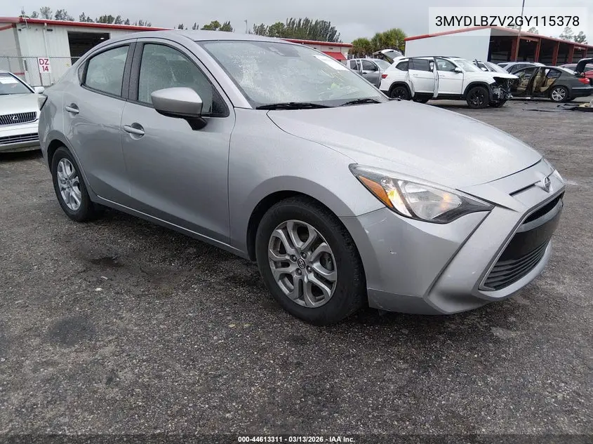 2016 Scion Ia VIN: 3MYDLBZV2GY115378 Lot: 44613311