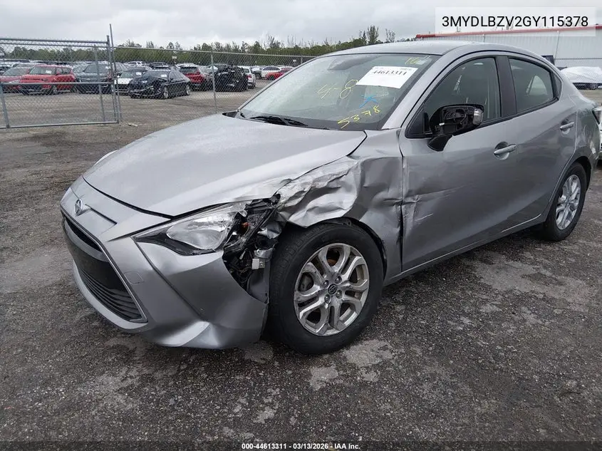 2016 Scion Ia VIN: 3MYDLBZV2GY115378 Lot: 44613311