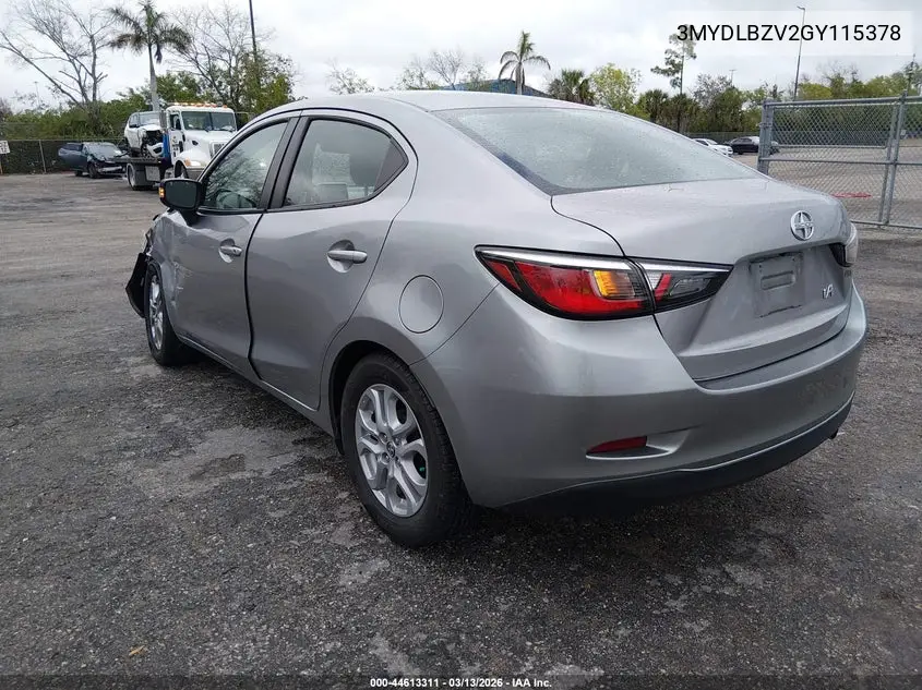 2016 Scion Ia VIN: 3MYDLBZV2GY115378 Lot: 44613311