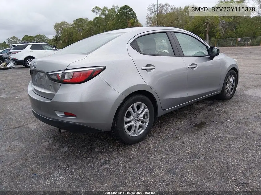 2016 Scion Ia VIN: 3MYDLBZV2GY115378 Lot: 44613311