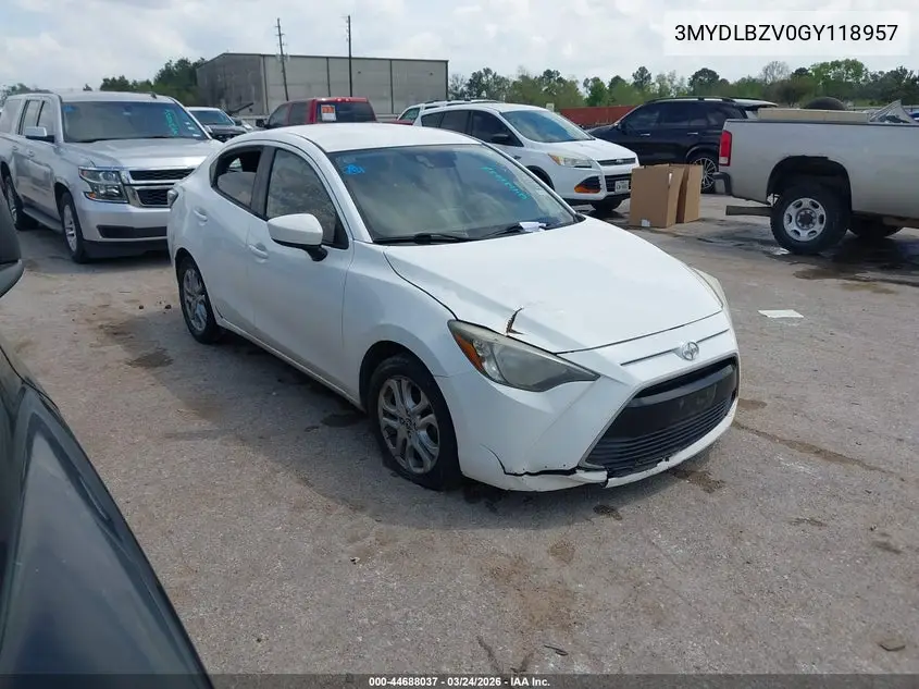 2016 Scion Ia VIN: 3MYDLBZV0GY118957 Lot: 44688037