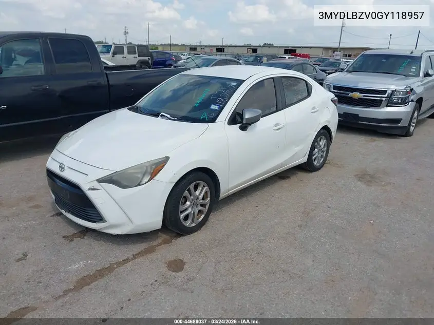 2016 Scion Ia VIN: 3MYDLBZV0GY118957 Lot: 44688037