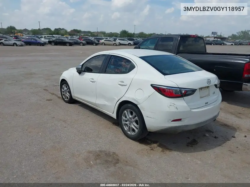 2016 Scion Ia VIN: 3MYDLBZV0GY118957 Lot: 44688037