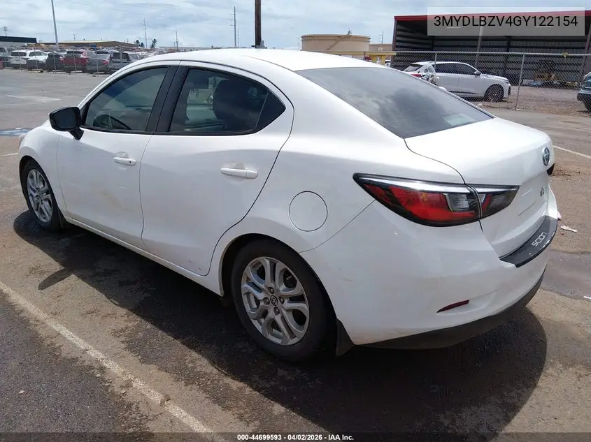 2016 Scion Ia VIN: 3MYDLBZV4GY122154 Lot: 44699593