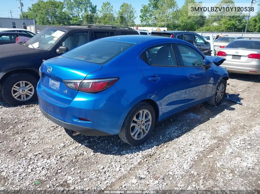 2016 Scion Ia VIN: 3MYDLBZV1GY120538 Lot: 45050866