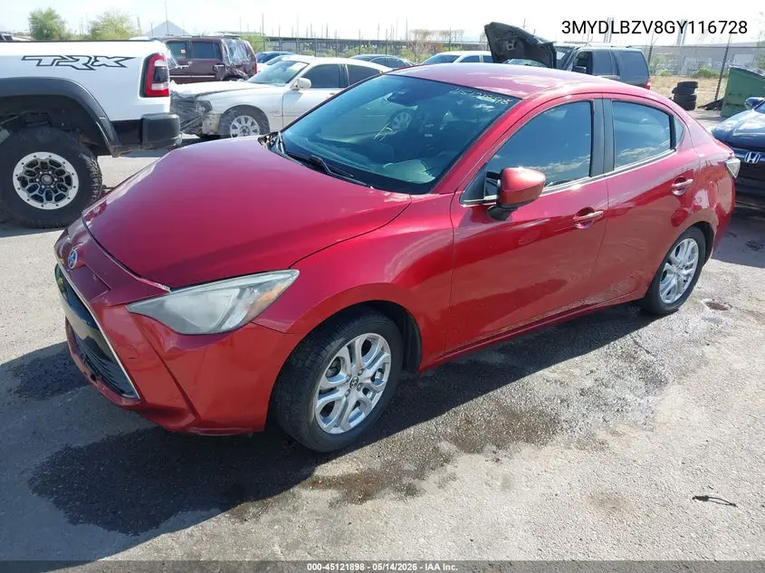 2016 Scion Ia VIN: 3MYDLBZV8GY116728 Lot: 45121898