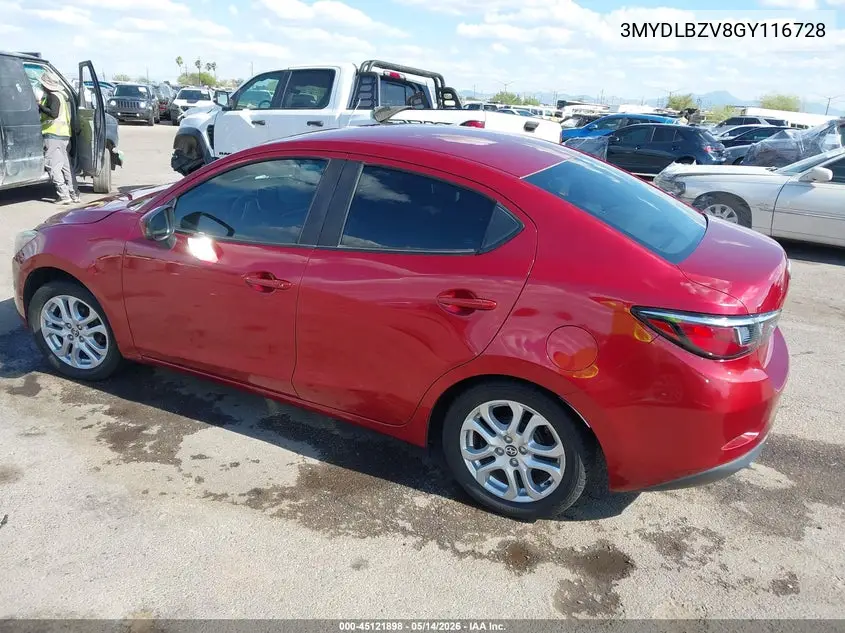2016 Scion Ia VIN: 3MYDLBZV8GY116728 Lot: 45121898