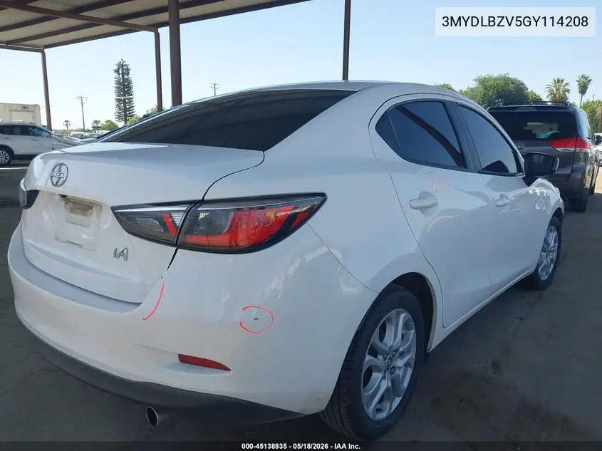 2016 Scion Ia VIN: 3MYDLBZV5GY114208 Lot: 45138935
