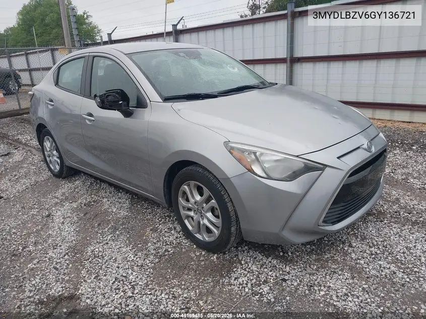 2016 Scion Ia VIN: 3MYDLBZV6GY136721 Lot: 45169485