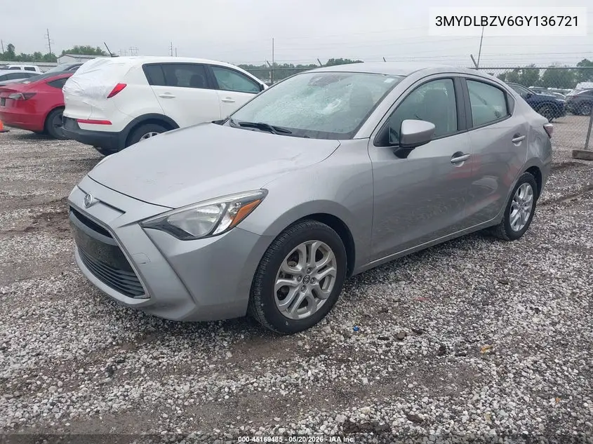 2016 Scion Ia VIN: 3MYDLBZV6GY136721 Lot: 45169485