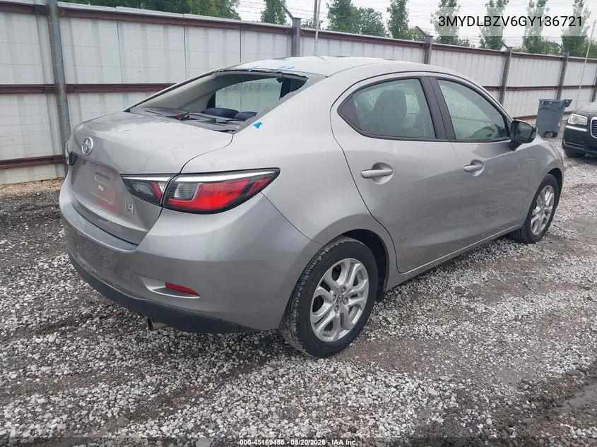 2016 Scion Ia VIN: 3MYDLBZV6GY136721 Lot: 45169485