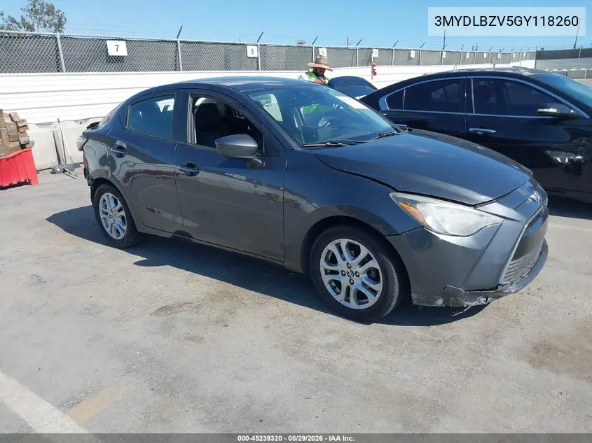 2016 Scion Ia VIN: 3MYDLBZV5GY118260 Lot: 45239320