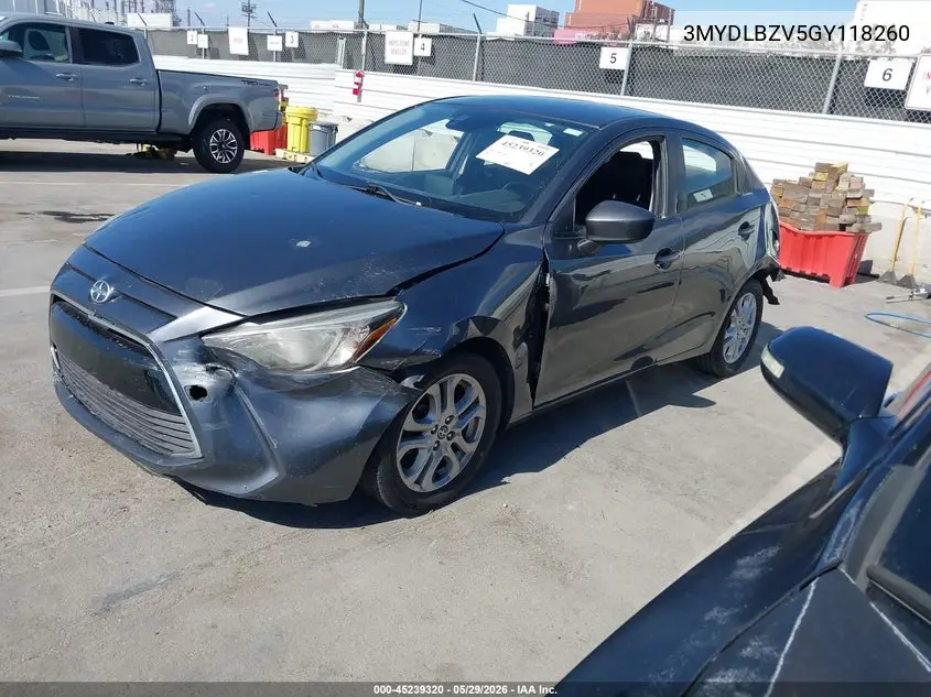 2016 Scion Ia VIN: 3MYDLBZV5GY118260 Lot: 45239320