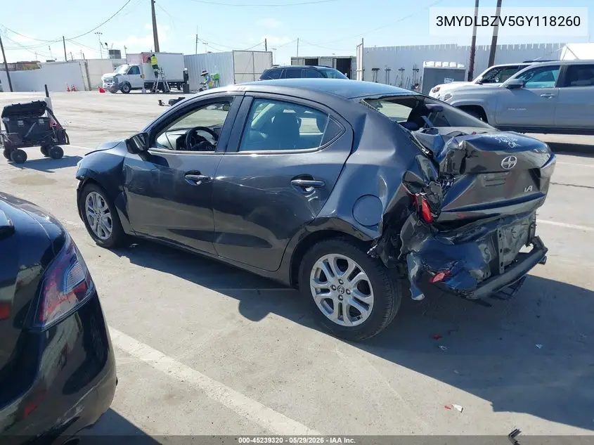 2016 Scion Ia VIN: 3MYDLBZV5GY118260 Lot: 45239320